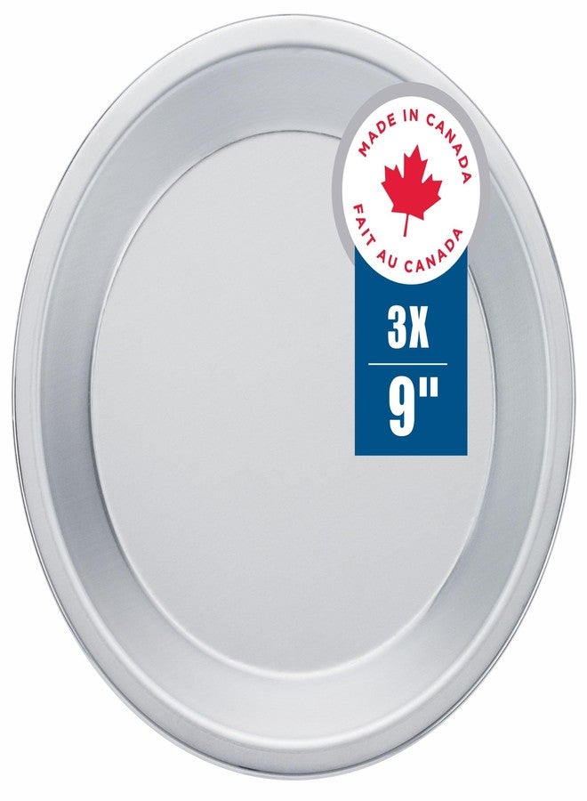 Norjac 9 Inch Pie Pan, 3 Pack, 1.25 Inch Deep, Round Aluminum Baking Pans for Oven, Rust-Free, Durable, Made in Canada - Image 1